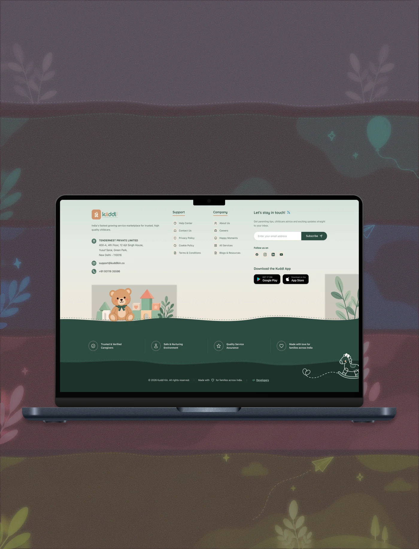 Kuddl Kin: a childcare brand, site and mobile app